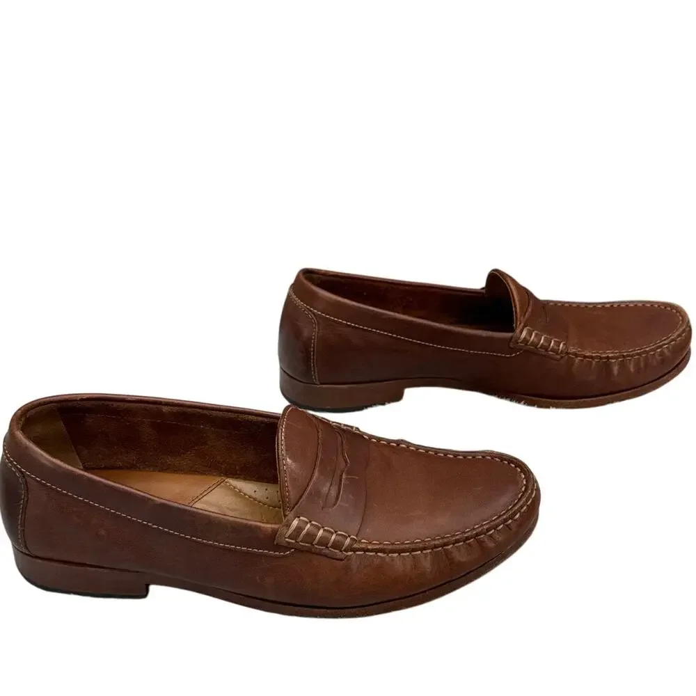 Johnston & Murphy Brown Patina Leather Slip On Classic Penny Loafer Men 9M
